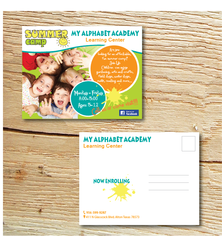 Postcard Design by alex989 for MY ALPHABET ACADEMY Learning Center | Design: #3599086