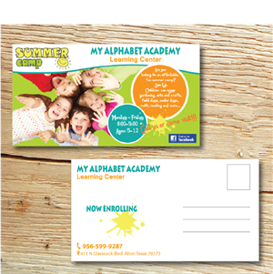 Postcard Design by alex989 for MY ALPHABET ACADEMY Learning Center | Design: #3628351