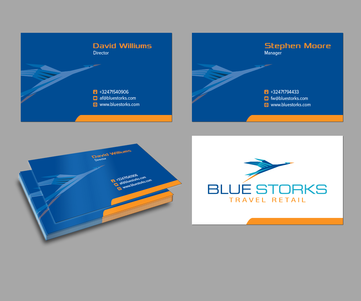 Business Card Design by kousik for Blue Storks s.p.r.l. | Design #3610753