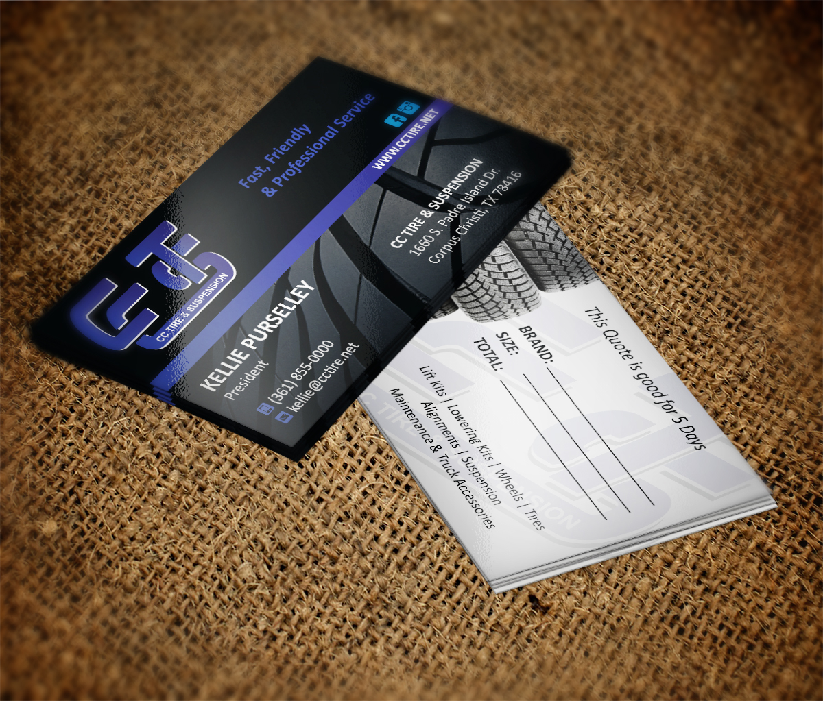 Business Card Design by MT for CC Tire & Suspension | Design: #3601277