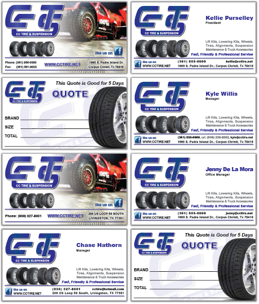 Business Card Design by Milager for CC Tire & Suspension | Design #3585097