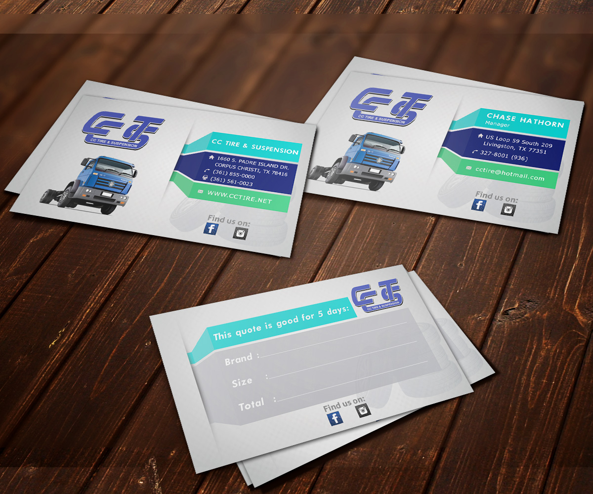 Business Card Design by Turkii for CC Tire & Suspension | Design #3584174