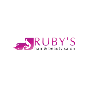 ' Ruby's ' as the main focus with 'hair & beauty salon' in smaller print underneath | Logo Design by Irina Makedonska