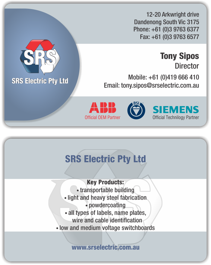 Business Card Design by kreatif for Srs electric pty ltd | Design #3650397