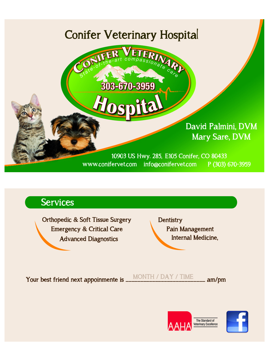 Business Card Design by Maga for Conifer Veterinary Hospital | Design #1188082