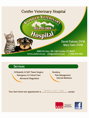 Visitenkarten-Design von Maga für Conifer Veterinary Hospital | Design #1188082