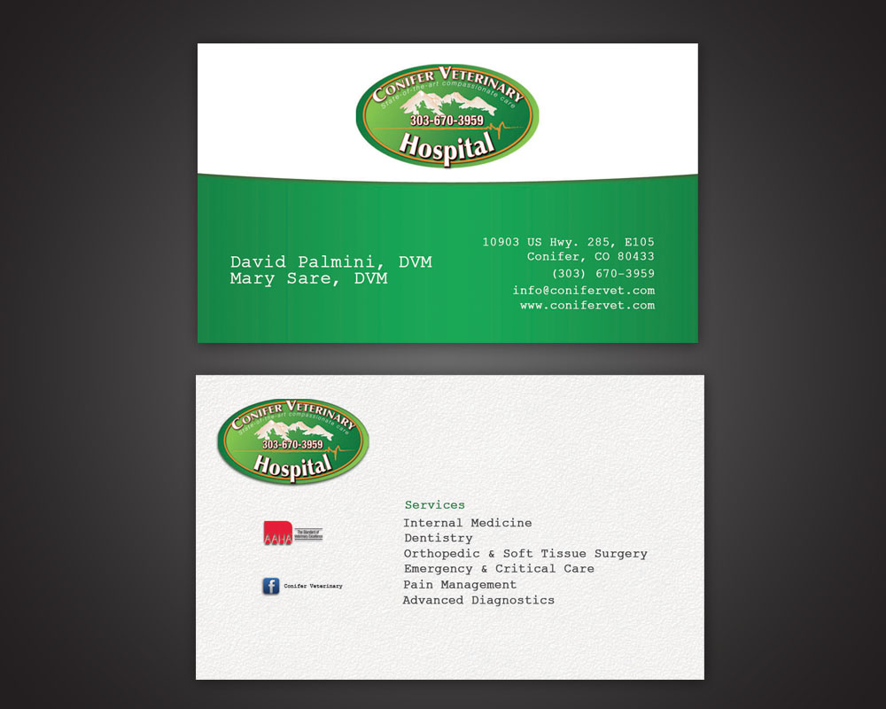 Business Card Design by farani for Conifer Veterinary Hospital | Design #1194576