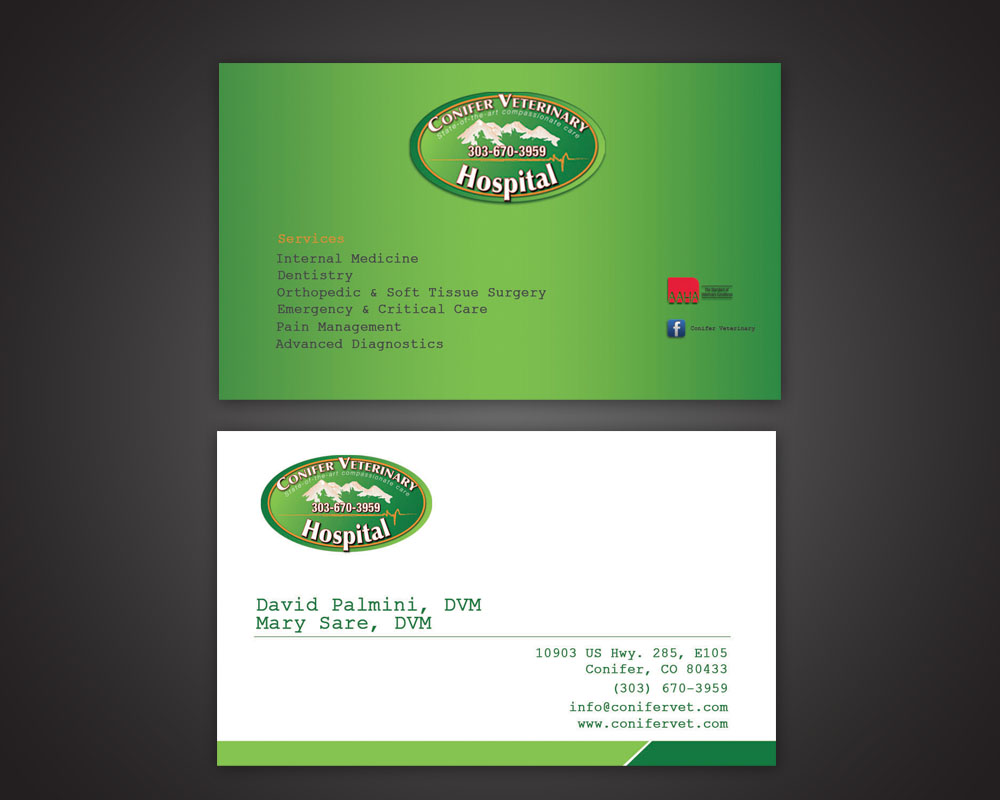 Business Card Design by farani for Conifer Veterinary Hospital | Design #1194601
