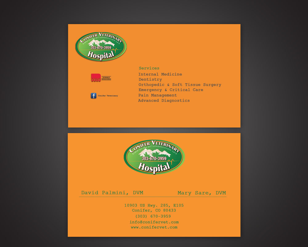 Business Card Design by farani for Conifer Veterinary Hospital | Design #1194609