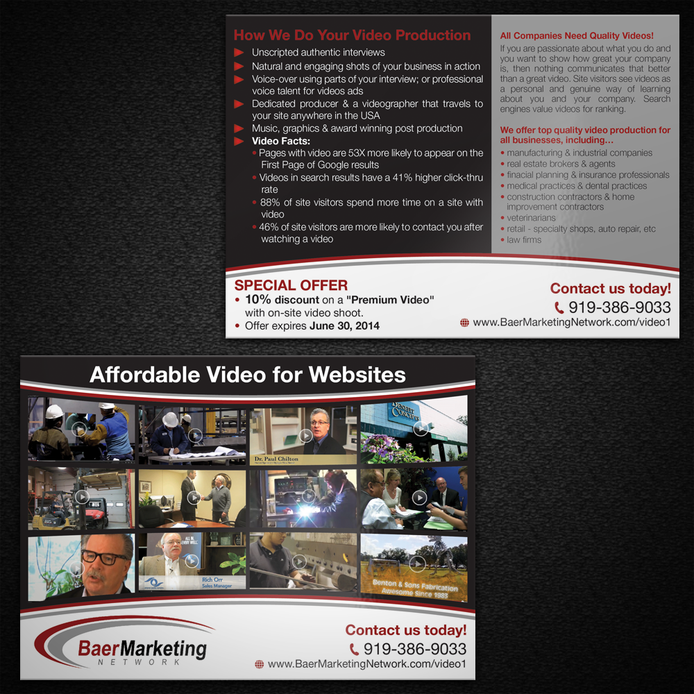 Postcard Design by Mon01 for BaerMarketingNetwork.com | Design #3606845