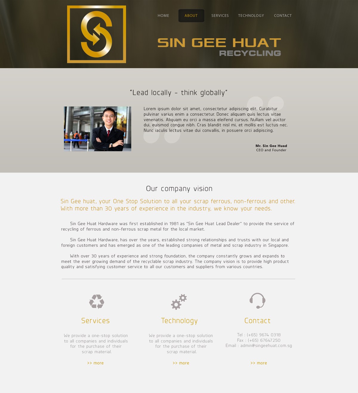 Web Design by Chris_designs for Sin Gee Huat Recycling | Design #3637872