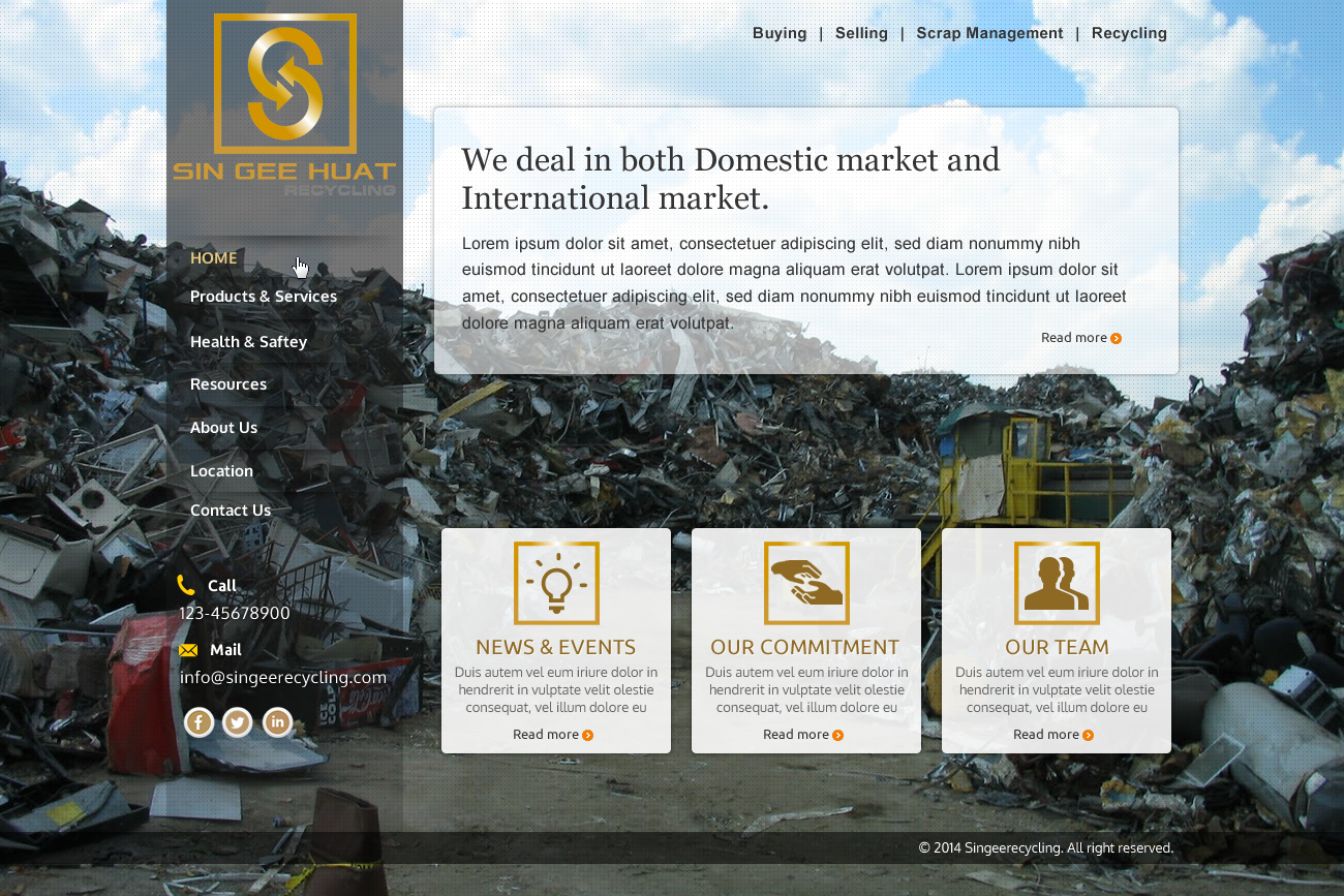 Web Design by Sbss for Sin Gee Huat Recycling | Design #3635377