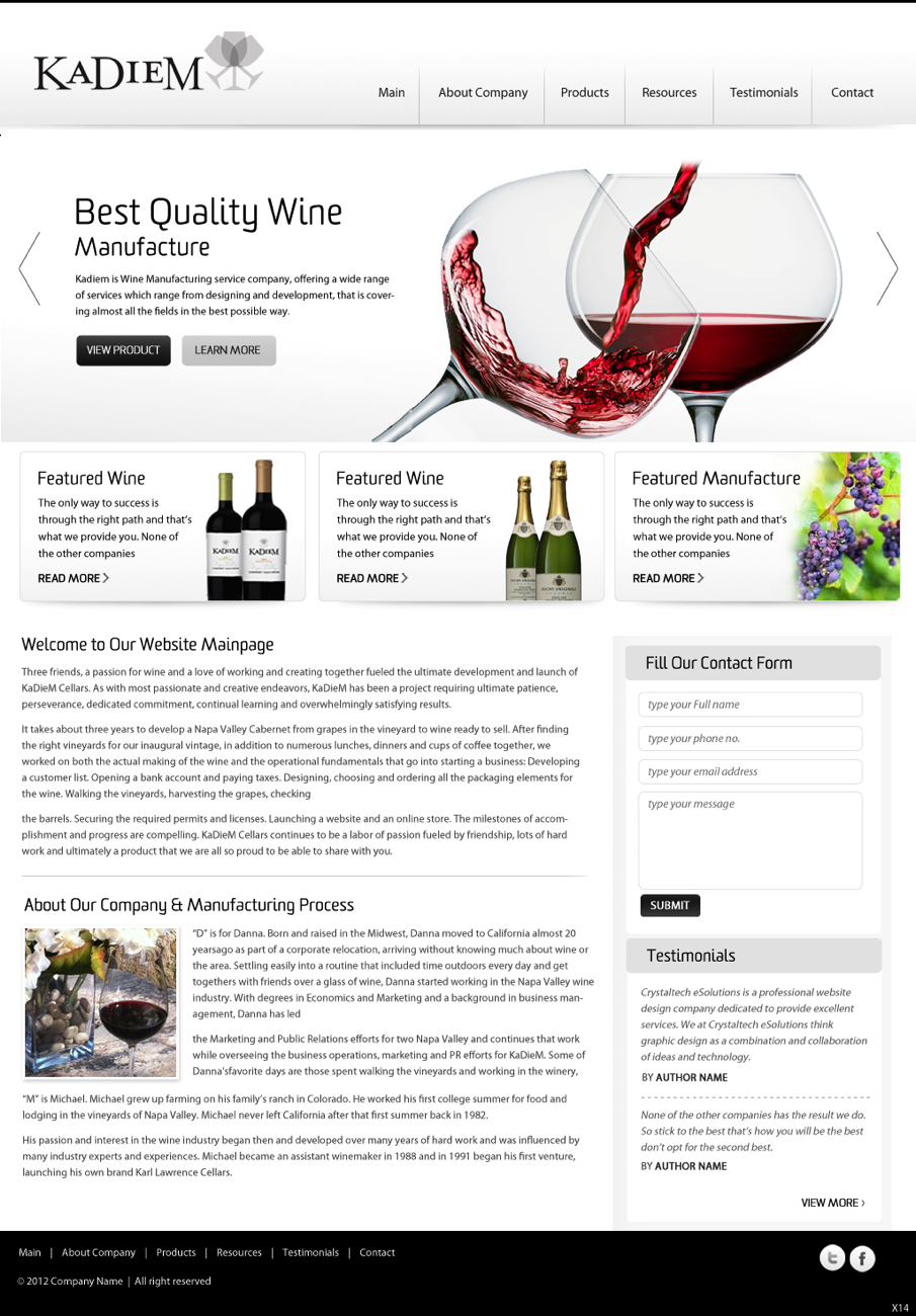 Web Design by pb for KaDieM Cellars | Design #900677