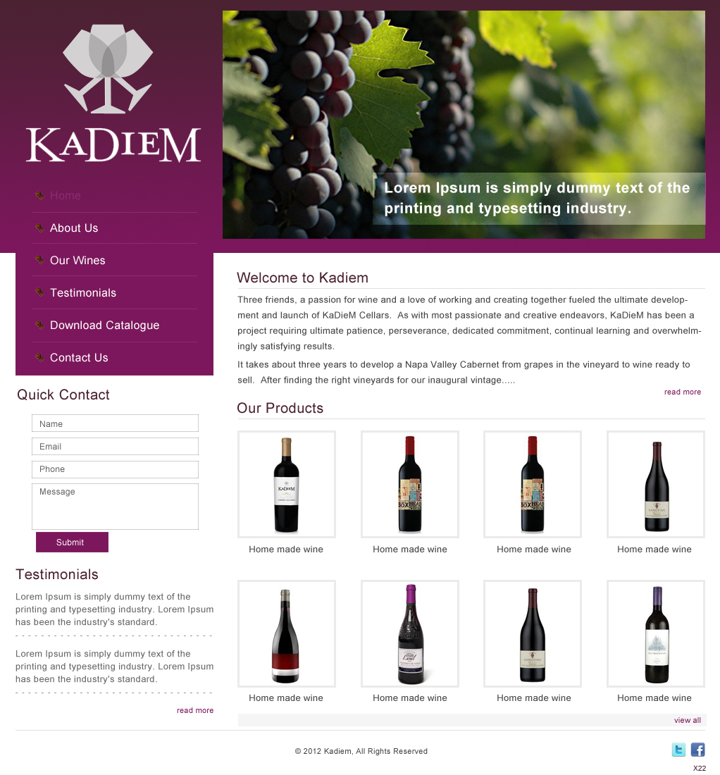 Web Design by pb for KaDieM Cellars | Design #906478