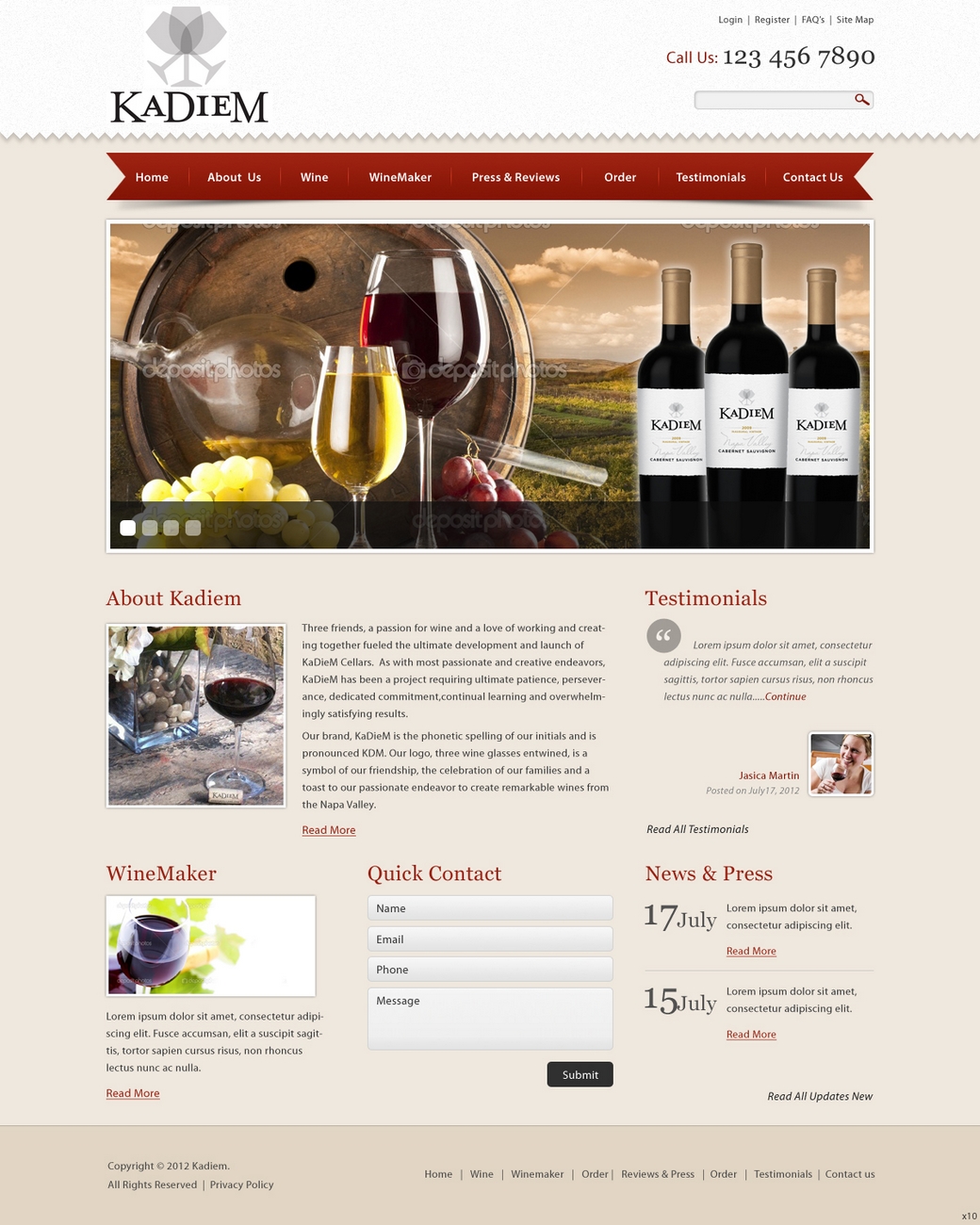 Web Design par pb pour KaDieM Cellars | Design #909001