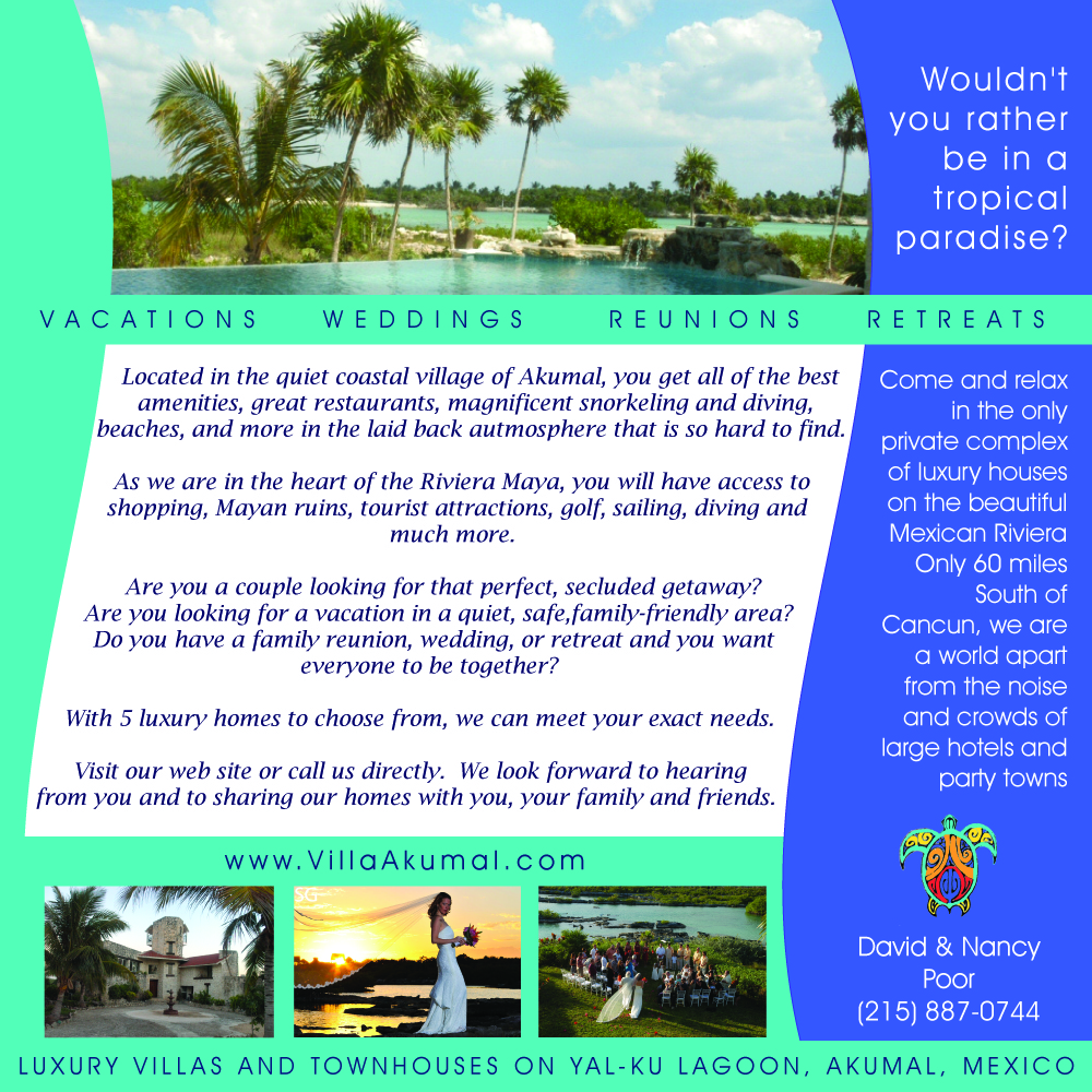 Diseño Publicitario por UsBeingUs.com - Debs para www.VillaAkumal.com | Diseño #98753