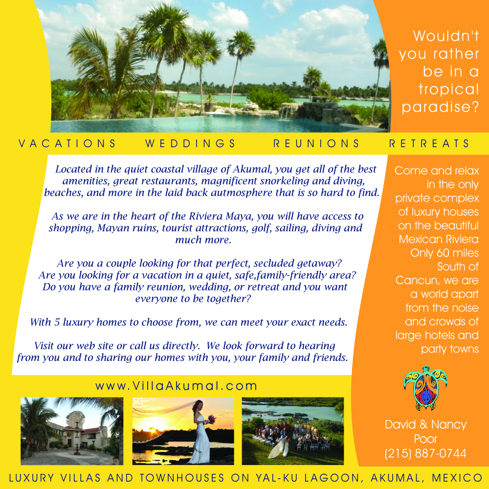 Diseño Publicitario por UsBeingUs.com - Debs para www.VillaAkumal.com | Diseño #98755