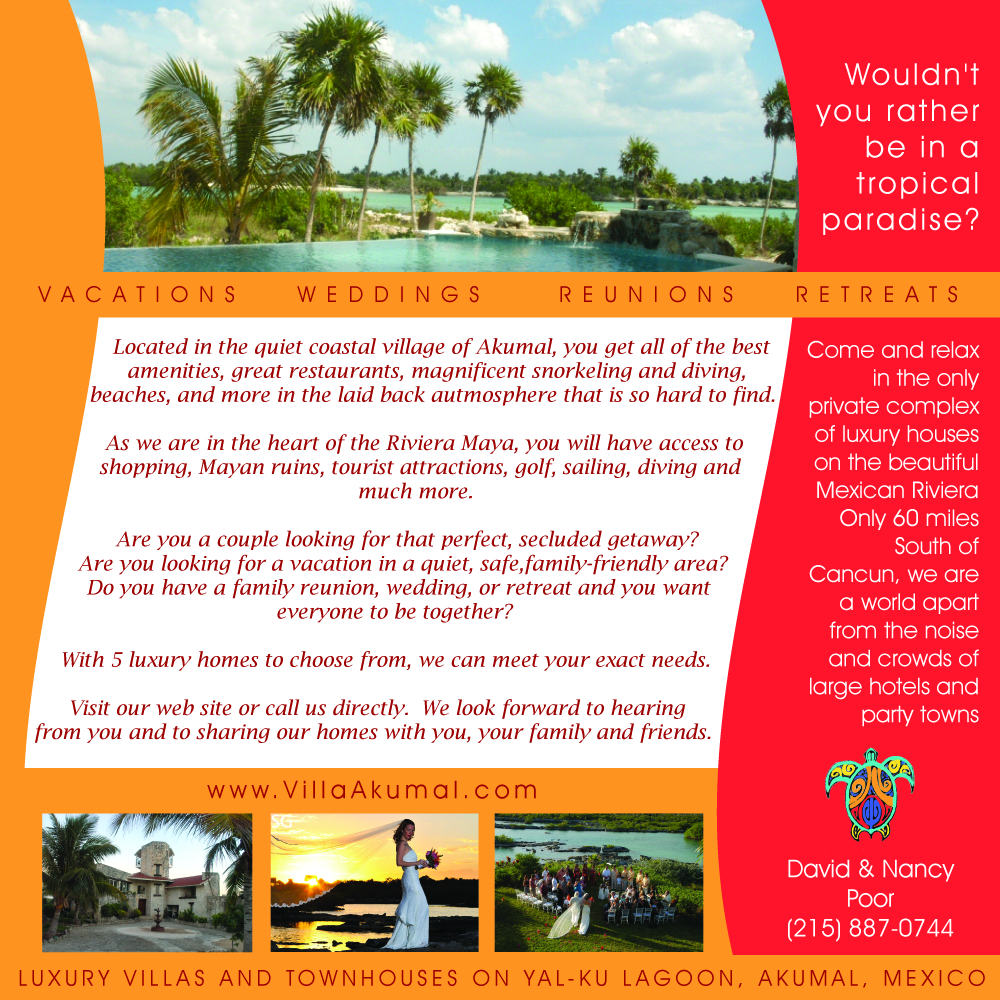 Advertisement Design by UsBeingUs.com - Debs for www.VillaAkumal.com | Design #98757