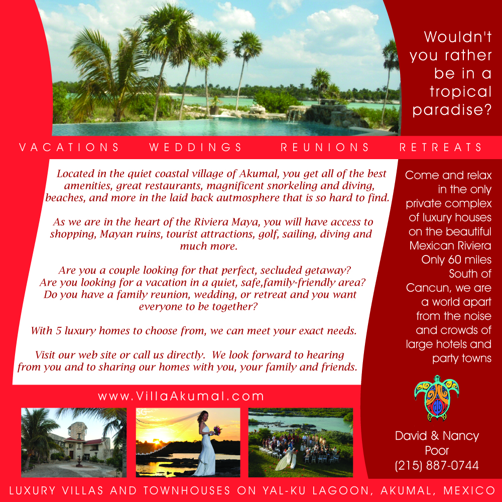 Diseño Publicitario por UsBeingUs.com - Debs para www.VillaAkumal.com | Diseño #98758