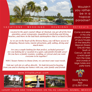 Advertisement Design by UsBeingUs.com - Debs for www.VillaAkumal.com | Design: #98758