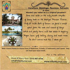 Advertisement Design by Cristian Muresan for www.VillaAkumal.com | Design: #98220