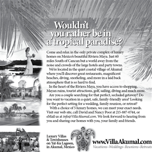 Advertisement Design by Peter Nam for www.VillaAkumal.com | Design: #100054