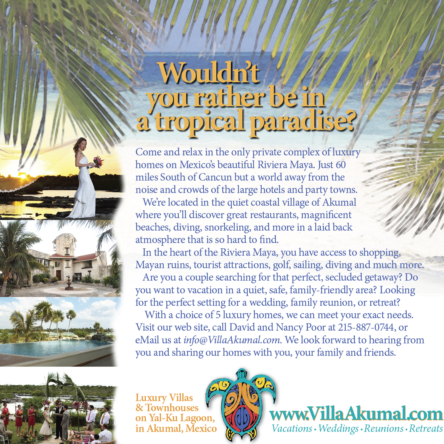 Advertisement Design by Peter Nam for www.VillaAkumal.com | Design: #100055