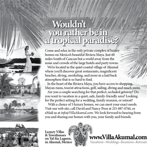 Advertisement Design by Peter Nam for www.VillaAkumal.com | Design: #100060