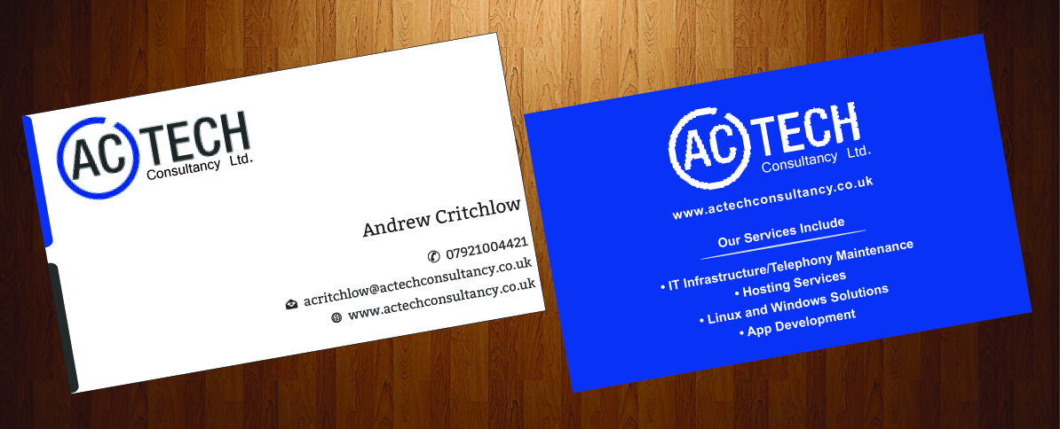 Design de Carte de Visite par HarmiDesigning pour AC Tech Consultancy Ltd | Design #3621775