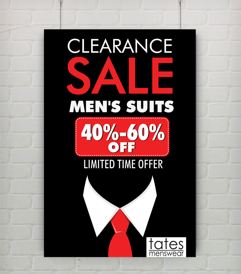 Poster Design by Ushan sampath for Tates Menswear | Design #3628948