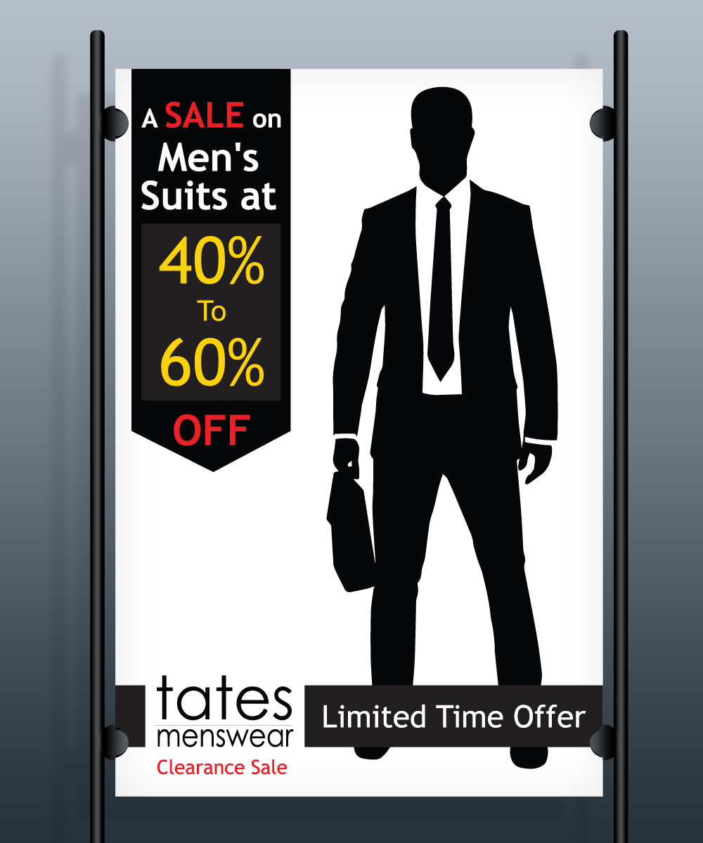 Diseño de Póster por CreativeTrick para Tates Menswear | Diseño #3626655