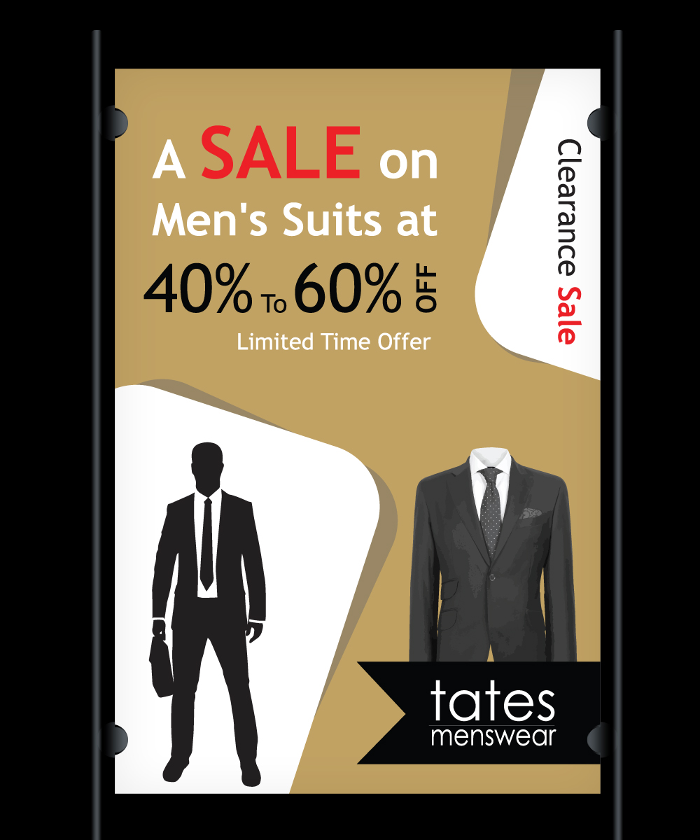 Poster Design by CreativeTrick for Tates Menswear | Design #3626671