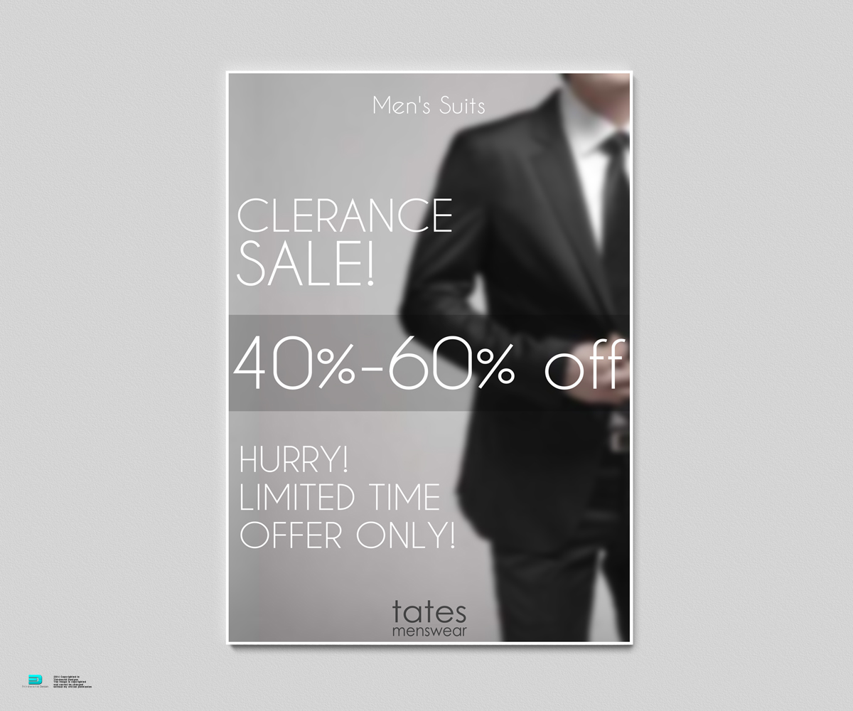 Poster Design by Aurelio III for Tates Menswear | Design #3627250