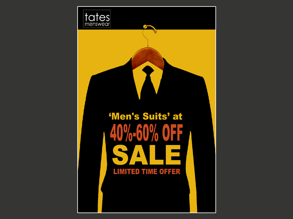 Poster Design by whitepaper for Tates Menswear | Design #3626840