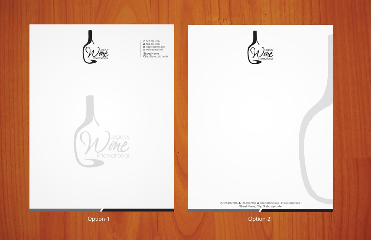 Stationery Design by Sbss for Legacy Wine International | Design #912747