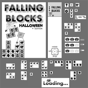 Halloween graphics for black and white tetris game