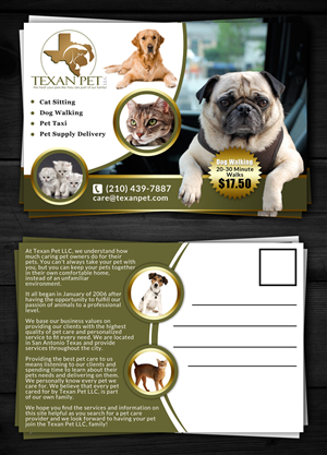 Postcard Design by ESolz Technologies for Texan Pet LLC | Design #3634986