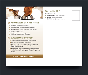 Postcard Design by rkailas for Texan Pet LLC | Design #3687468