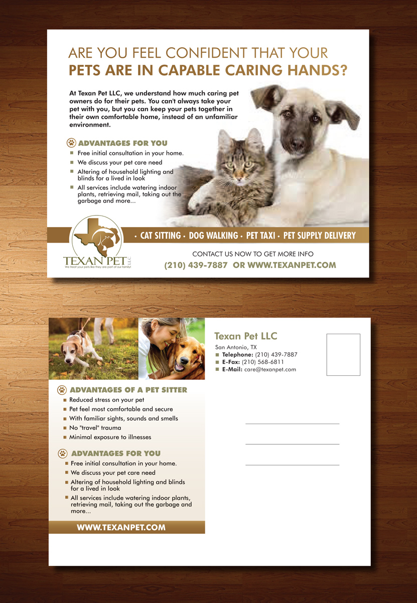 Postcard Design by rkailas for Texan Pet LLC | Design #3687780