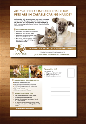 Postcard Design by rkailas for Texan Pet LLC | Design: #3687780