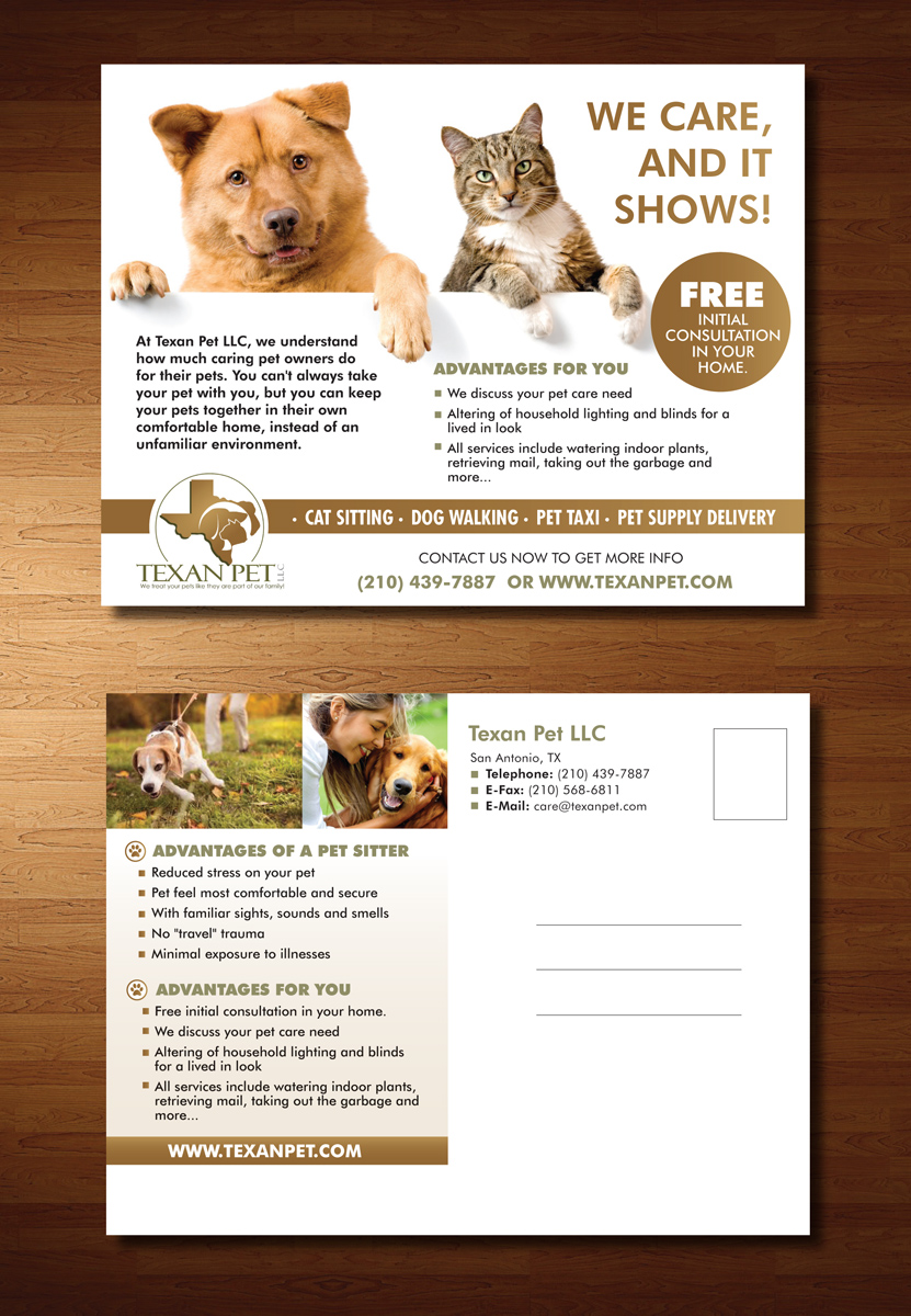 Design de Carte Postale par rkailas pour Texan Pet LLC | Design #3687789