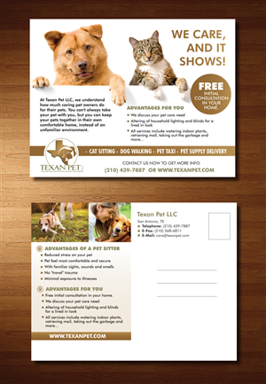 Pet Care Business Post Card | Diseño de Postal por rkailas
