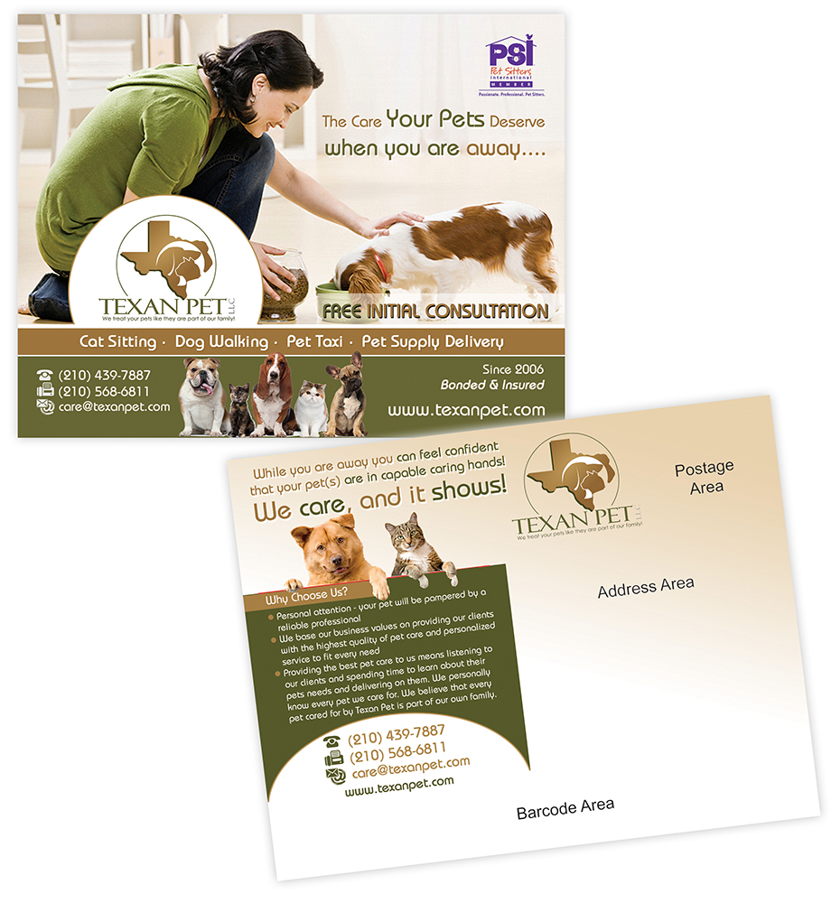 Postcard Design by creationz2011 for Texan Pet LLC | Design #3703255