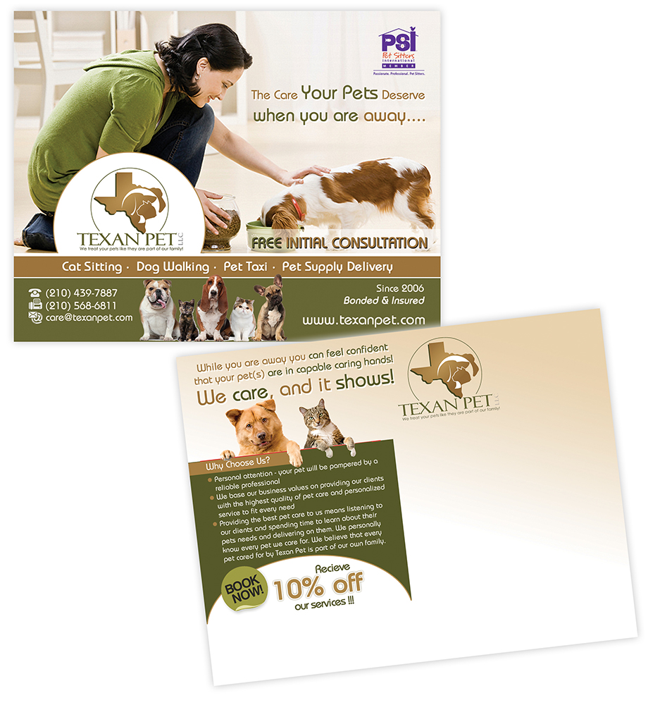 Postcard Design by creationz2011 for Texan Pet LLC | Design #3716223
