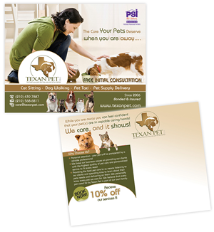 Postcard Design by creationz2011 for Texan Pet LLC | Design: #3716223