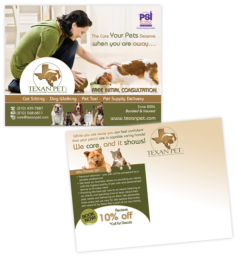 Postcard Design by creationz2011 for Texan Pet LLC | Design #3716783
