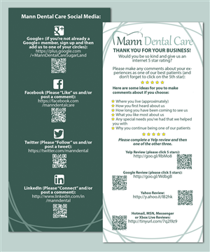Card Design by galleria.by.leah for Mann Dental Care, P.A. | Design: #3636412