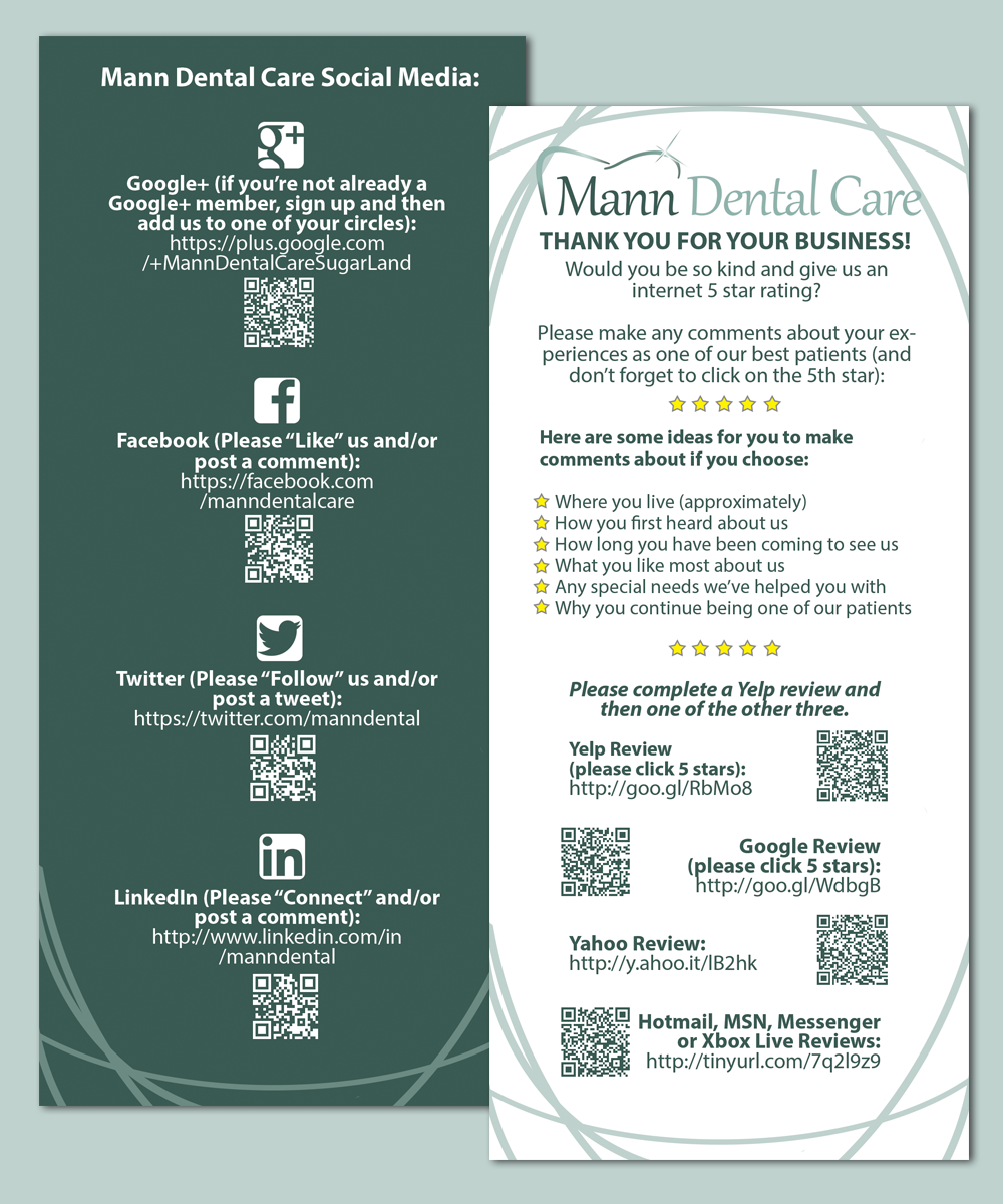 Design de Carte par galleria.by.leah pour Mann Dental Care, P.A. | Design #3636784