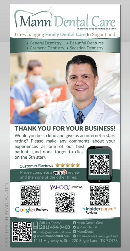 Diseño de Tarjeta por adiazudin para Mann Dental Care, P.A. | Diseño #3640562