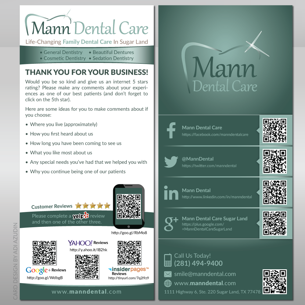 Design de Carte par adiazudin pour Mann Dental Care, P.A. | Design #3645289